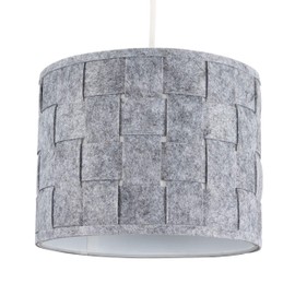 MiniSun | Small Modern Grey Felt Weave Design Drum Light Shade | Pendant Lights, Home Décor & Improvement Essential | 26cm Shade Width