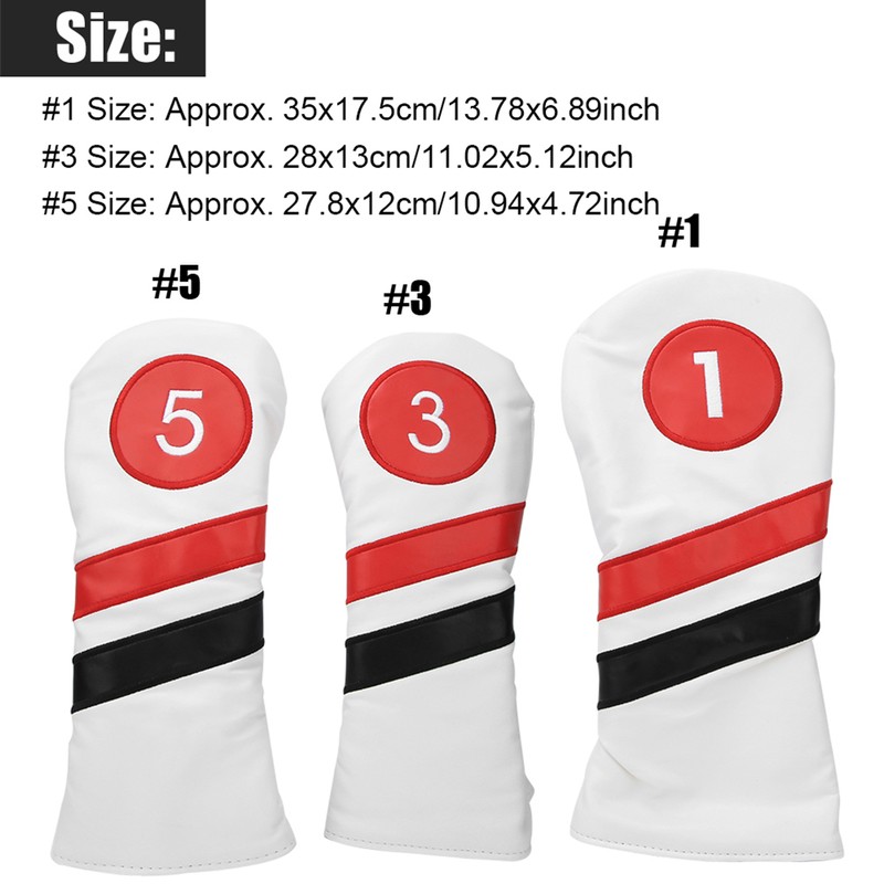 3PCS PU Leather Waterproof Thicken Lining Golf Putter Head Cover