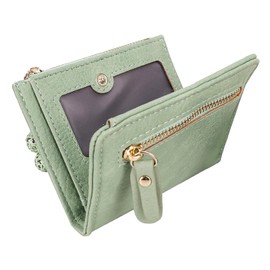 Zidoley Women's Small Wallet with RFID Protection, Mini Purse Women, Small Multifunctional Purse with Zip, Easy to Carry, Suitable for Daily Use and Travel, Green, S, Modern