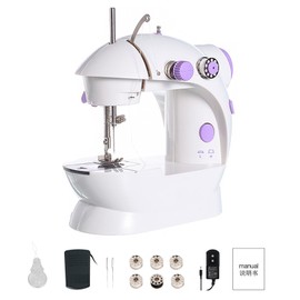 YUMILI 202A 12 Stitches Sewing Machine, Mini Home Electric Double Thread 2-speed Sewing Machine with Pedal UK 220V (Purple)
