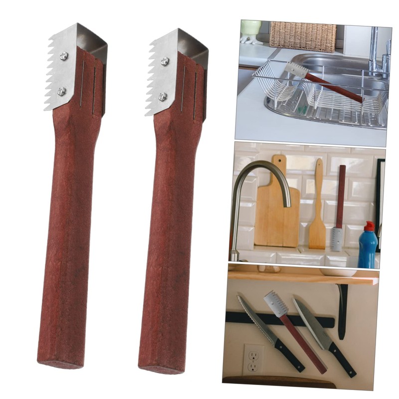 SHOWERORO 2pcs Fish Scale Scrapers Fish Descaler Long Handle Easy
