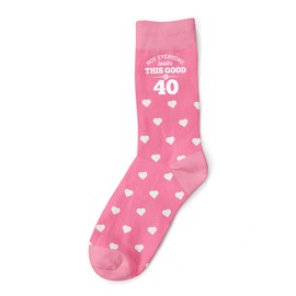 D Design Invent Print! 40th Birthday Gift Pattern Socks Women's Funny Present Keepsake for 40 Year Old Size 4 – 7 (Pink Hearts)