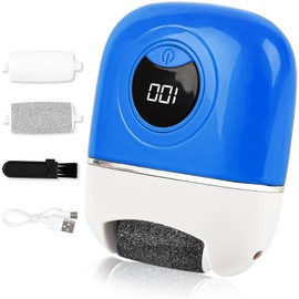 2024 New USB Rechargeable Foot Repair and Grinding Device, Foot Scrubber Dead Skin Remover, Electric Callus Remover Foot File, with 3 Grinding Heads 2 Speeds for Men Women Dry Callus Dead Skin (Blue)