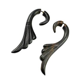 Tribal Fake Gauge Wooden Earrings Coco Hippie Ebony Girls Women