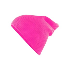 Century Star Kid's Winter Knit Beanie Hats Boys Girls Soft Cozy Baggy Slouchy Beanie Toddlers Youth Hip-hop Skull Cap 1 Pack Hot Pink One Size