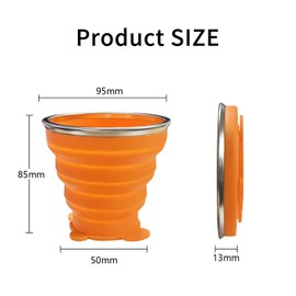 2 Pcs Collapsible Cup, Silicone Collapsible Travel Cup, Expandable Folding Camping Drinking Cup with Lids Reusable Small Portable Mugs Cup for Travel, Camping, Hiking,Outdoor Sports (Orange&Green)
