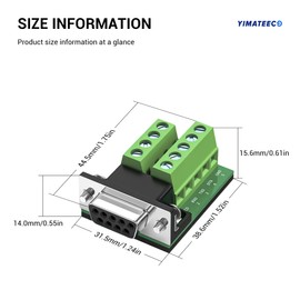 YIMATEECO DB9 Breakout Board, DB9 to Screw Terminal Block RS232 D-SUB to 9Pin Solderless Terminal Block Adapter Converter Connector Interface Breakout Conversion Board (1x DB9 Female + 1x DB9 Male)