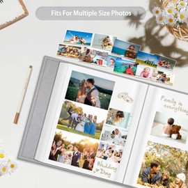 Fintie Photo Album Self Adhesive for 3x5 4x6 5x7 6x8 8x10 Pictures, 60 Sticky Pages DIY Photo Album with A Metallic Pen, Scrapbook Album for Family Wedding Anniversary Pictures, Gray