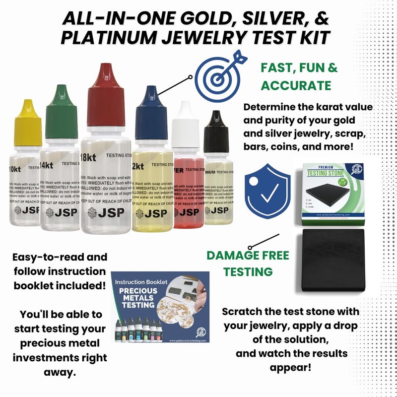 Jewelry Testing Kit 10K, 14K, 18K, 24K Gold, Silver, Platinum