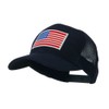 6 Panel Mesh American Flag White Patch Cap - Navy