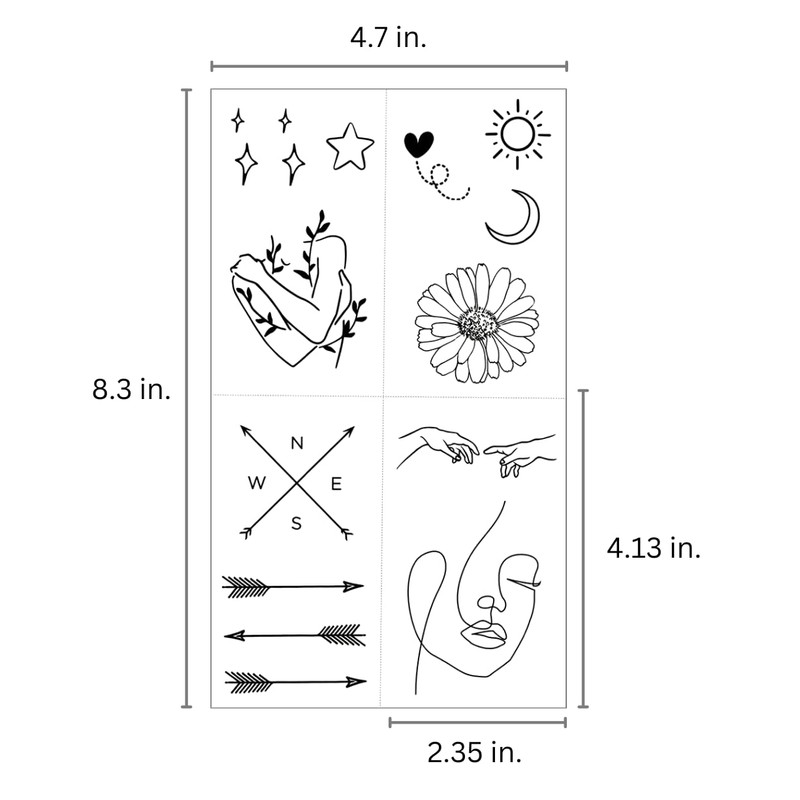 One Grace Mini Fine Line Temporary Tattoos - Realistic Long