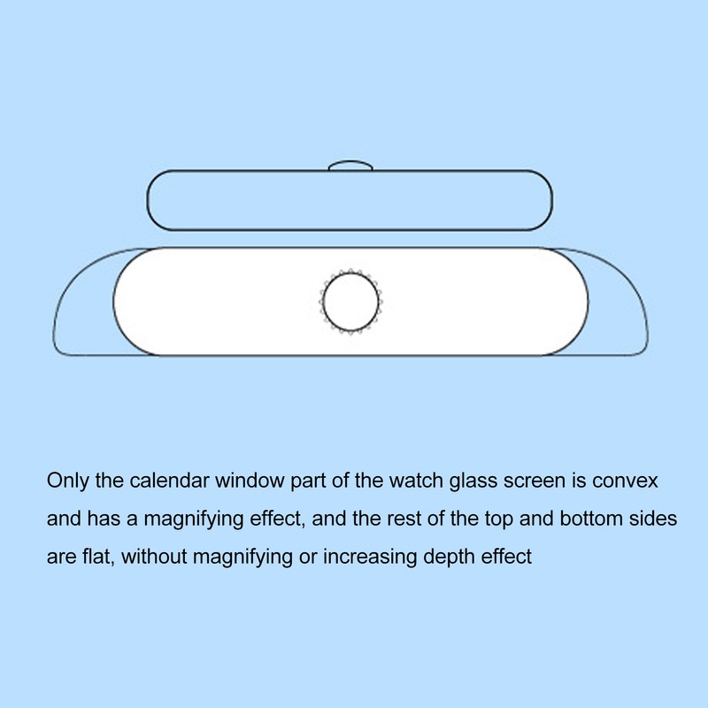 Watch Glass Sapphire Crystal Lens Calendar Window Magnification Transparent Rounded