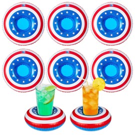 Harsever 8 PCS 4th of July Floaties for Pool,Patriotic Drink Floats Cup Holder USA Flag for Summer Pool Party Independence Day