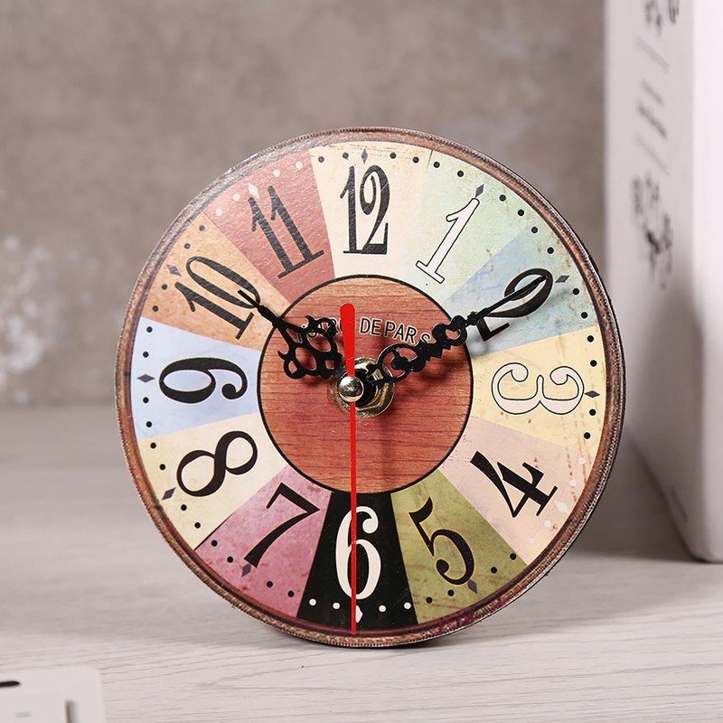 Akozon 5 1 4 Inch Clocks, Style Round Antique MDF
