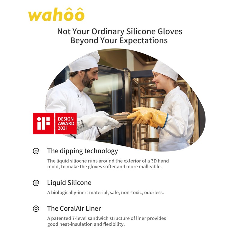 wahoo Professional Liquid Silicone Oven Mitts Gloves, Heat Resistant Gloves