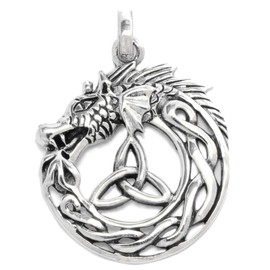 Germanenschmuck Braigh Midgard Snake (Necklace Pendant in Silver) | Genuine 925 Sterling Silver Dragon Pendant, Sterling Silver, No Gemstone
