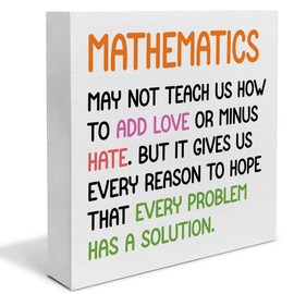 Motivational Math Decor Positive Mathematics Wooden Box Sign Desk Shelf Decoration Gifts for Math Lovers Classroom