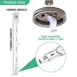 R7S Bulbs,5 Pack Halogen Bulbs R7S 118mm T3 500W 120V,8300lm J-Type Halogen Light Bulb with Long Lifespan,4.7-inch Long Double Ended Light Bulb for Work,Security,Landscape Lights,Dimmable,Warm White