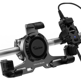 Kaedear KDR-M27PA-HB-BK QI Wireless Charging Aluminum Vibration Absorption USB Power Cell Phone Holder for Motorcycles Mount Air Mount Integrated Quick Release Full Aluminum Durable Strength Aluminum