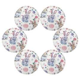 Easter Placemats Easter Rabbit Dot Pattern Round Placemats Set of 6 for Kitchen Table Washable Table Mats Place Mats