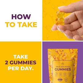 TrueSeaMoss Sample Sea Moss gummies 14 pieces, Great for Kids & Adults, Made in USA Healthcare Dietary  daily multivitamin soy free