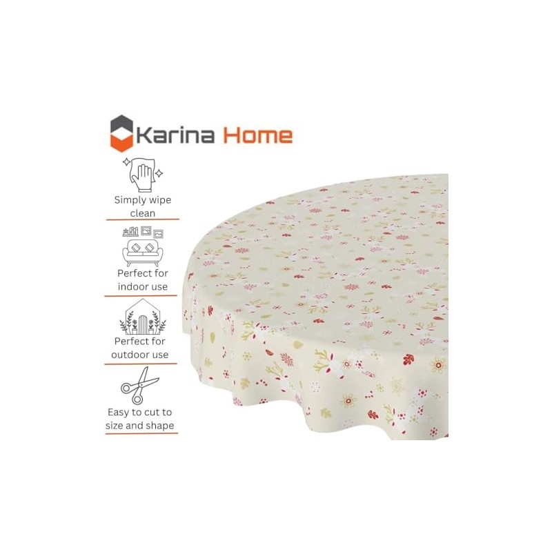 Karina Home Scandi Christmas Reindeer PVC Vinyl Wipe Clean Oilcloth