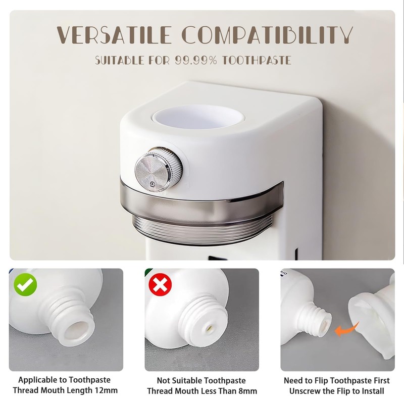 GYEPHKLY Automatic Toothpaste Dispenser, Electric Toothpaste Dispenser for Bathroom, Wall