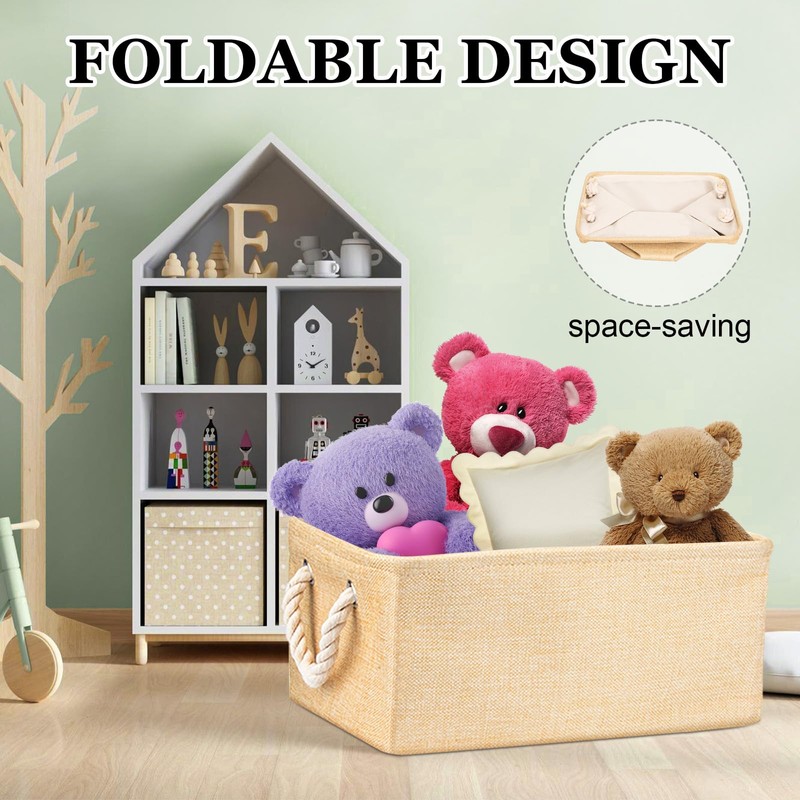 Polly Online Closet Storage Bins,Small Laundry Baskets,Linen Foldable Storage Baskets