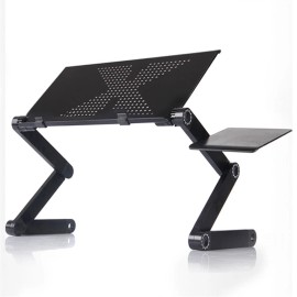 Universal Adjustable Folding Laptop Stand With Mouse Plate - Black, Multi-Use & Portable
