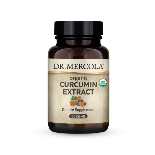 Dr. Mercola Organic Curcumin Extract, 30 Servings (30 Tablets), Provides 24 Times Greater Absorption Than Standard 95% curcuminoid extracts*, Non GMO, Gluten Free, Soy Free, USDA Organic