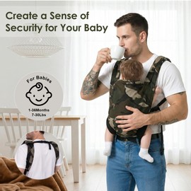 Baby Carrier for Dad (7-30lbs)-Military Stylish Infant Holder Carriers Newborn to Toddler, Men Baby Carrier with Windproof Cap, One Size Fits All, Camouflage