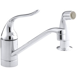 KOHLER 15176-F-CP Coralais(R) Two-Hole Sink 8-1/2" spout, Matching Finish sidespray and Lever Handle Kitchen Faucet, Polished Chrome