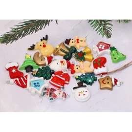 Penta Angel Mini Christmas Ornaments 20Pcs Small Cute Resin Santa Snowman Reindeer Christmas Tree Hanging Supplies for Women Men Girls Christmas Decoration (20)