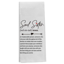 QGFM Soul Sister Gifts for Women Kitchen Towels,Sister Towels Decor for Kitchen Bathroom Cars,Sisters Gifts from Sister,Soul Sister Gifts Kitchen Towels 16x24