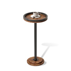LINGMI Small Side Table, Round Martini Drink Table for Small Spaces, Modern Accent Stand with Solid Metal Leg, Nightstand with Weighted Base Pedestal for Living Room, Bedroom and Office