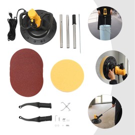 1680W Electric Polishing Machine with Extension Rod 90° Concrete Trowel with 3 Handle Segments&1-6 Adjustable Speed Electric Wall Smoothing Machine for Industry Construction Sites -Yellow