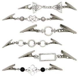 6 Pieces Sweater Clips, Retro Sweater Clips, Anti-Exposure Cardigan Clips, Metal Cardigan Clips, Clothing Decoration Clips, Creative Cardigan Clips, silver