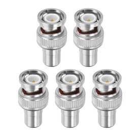 PATIKIL BNC to RCA Adapter, 5 Pack BNC Male RF Coax Connector Coupler Adapters for CCTV Security Camera LED Strip, Silver