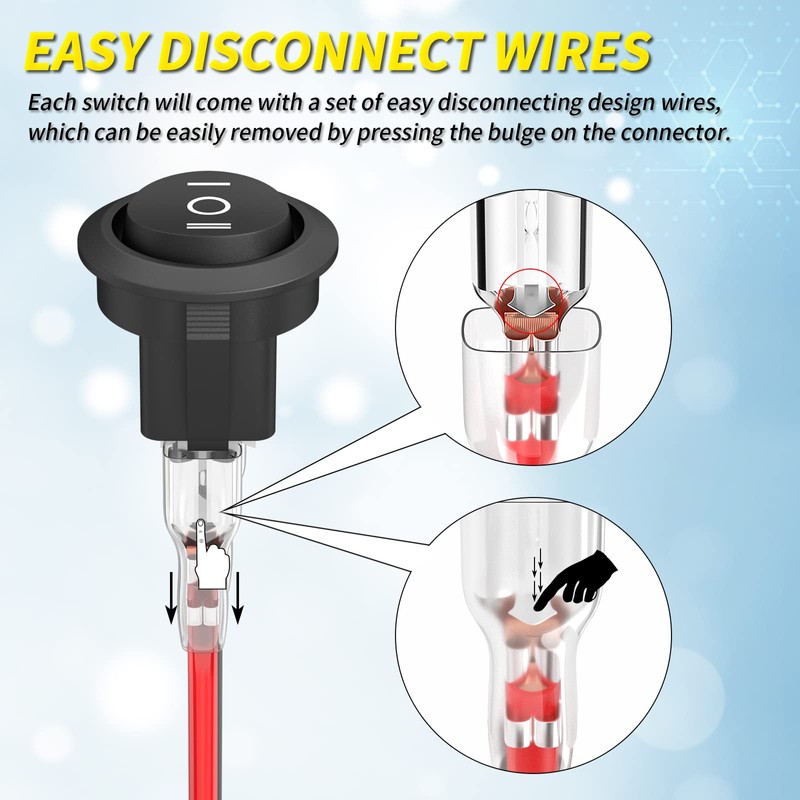 Joinfworld 3 Way Round Rocker Switch 12V, Waterproof 3 Pin