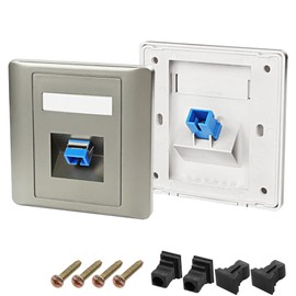 XMSJSIY SC Simplex Fiber Optical Wall Plate Panel Mount Coupler Connector Plug Jack SC Female to SC Female Simplex Fiber Module Wall Mount Network Panel - 2PCS, grey