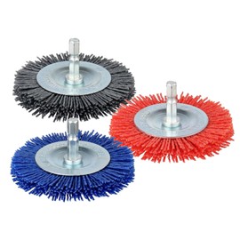 Soft Nylon Wire Wheel Brush for Deburring Polishing, Scrub Brush Abrasive Attachment with 6mm Hex Shank, 100mm Dia (Pack of 3)