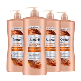 Suave Silk Protein Infusion Conditioner, Sleek and Smooth, for Soft Hair and Frizz Control, 28 oz Pack of 4