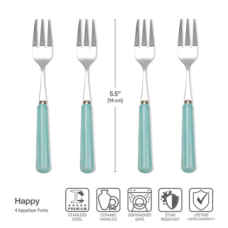 Darbie Angell Happy Collection Appetizer Forks, Set Of 4, Blue