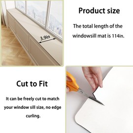 Acidea Diatomaceous Earth Mat for Windowsill, 3.9in x 114in Long Super Absorbent Rubber Backed Non-Slip Windowsill Mat, Quick Drying Easy to Clean Cuttable Absorbent Pad