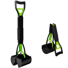 SZHLUX 32" Pooper Scooper, Foldable Dog Pooper Scooper with Unbreakable Material and Durable Spring for Grass and Gravel, Green