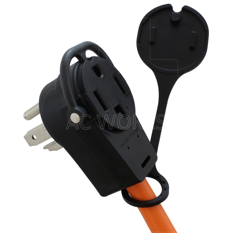AC WORKS 30-Amp 4-Prong Dryer Outlet 14-30 Piggy-Back Plug Adapter