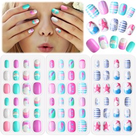 Litherr S 72 Pcs Nail Tips for Kids Press On Nail Tips Cute False Nails Girl Hand Decoration Nail Decoration for Girls Nail Supplies Fake Nail Set Manicure DIY