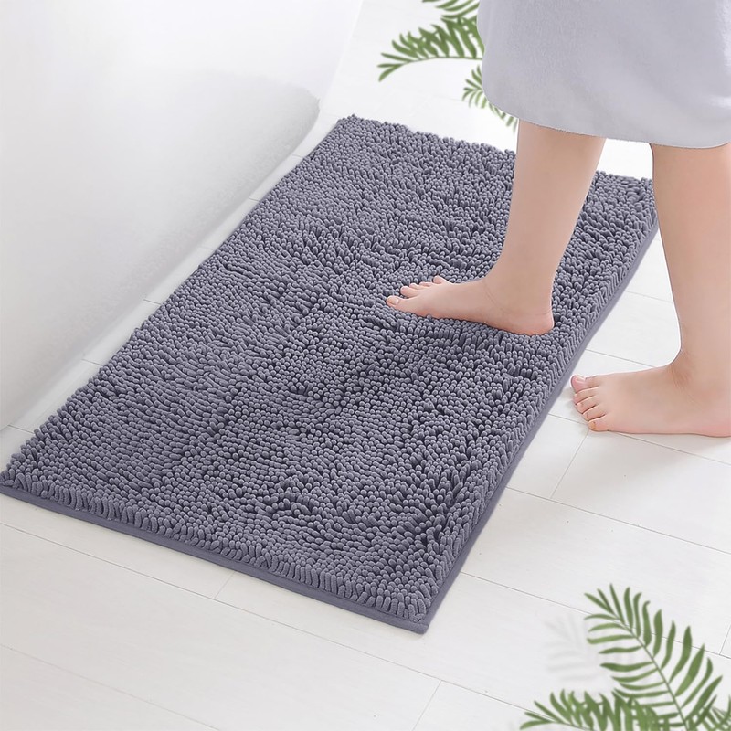 LuxUrux Bath Mat-Extra-Soft Plush Bath Shower Bathroom Rug, 1'' Chenille