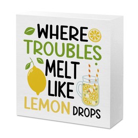 Lemon Decor Summer Lemon Wooden Sign Decor Decorations for Kitchen Office Home Farmhouse Outdoor Summer Tiered Tray Decorations Set