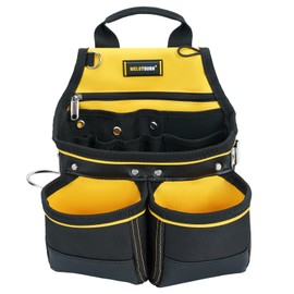 MELOTOUGH Carpenter Tool Pouch with 10 Pockets,Framer Belt Bag,Tool Belt Pouch with Hammer Holder for Roofers,Plumbers,Constructors,Handyman,Electrician